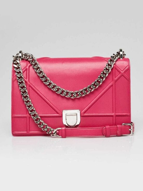 Dior Handbags - Christian Dior Pink Smooth Leather Diorama Medium Flap Bag